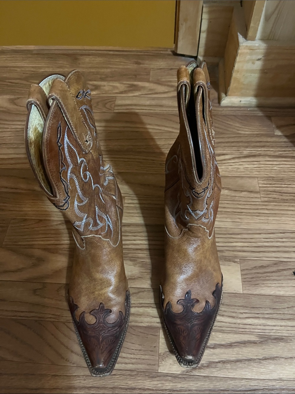 Tony Lama Two-Tone Brown Leather Women's Western Boots